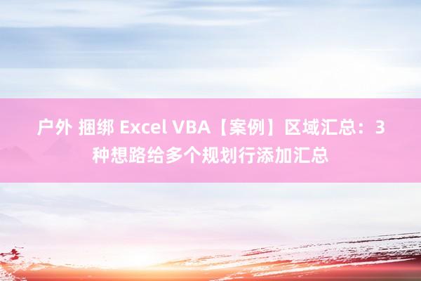 户外 捆绑 Excel VBA【案例】区域汇总：3种想路给多个规划行添加汇总