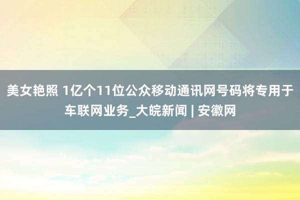 美女艳照 1亿个11位公众移动通讯网号码将专用于车联网业务_大皖新闻 | 安徽网