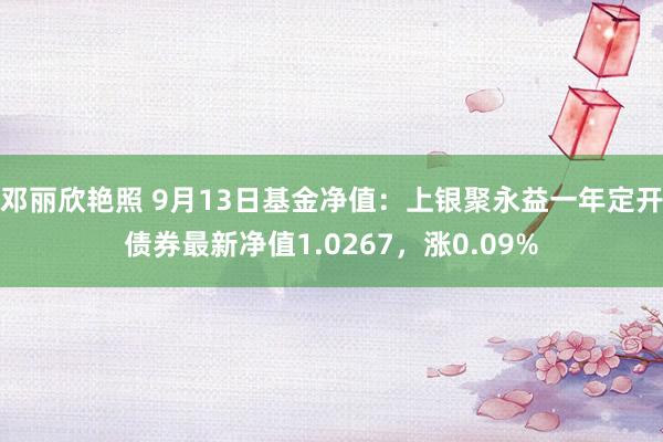 邓丽欣艳照 9月13日基金净值：上银聚永益一年定开债券最新净值1.0267，涨0.09%