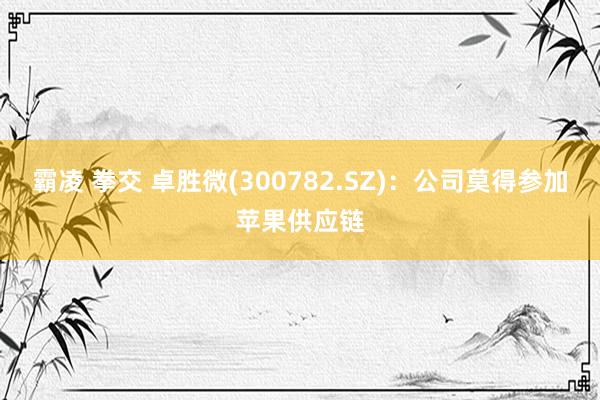 霸凌 拳交 卓胜微(300782.SZ)：公司莫得参加苹果供应链