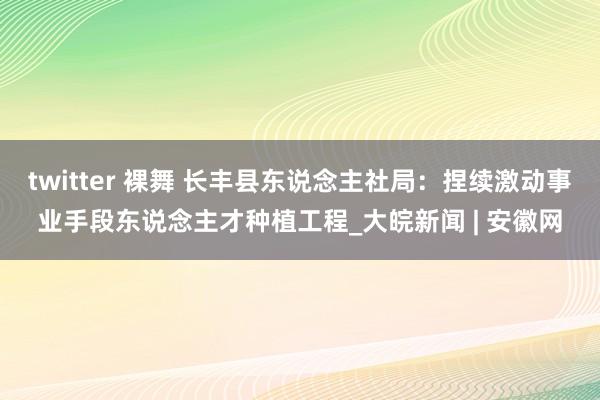 twitter 裸舞 长丰县东说念主社局：捏续激动事业手段东说念主才种植工程_大皖新闻 | 安徽网