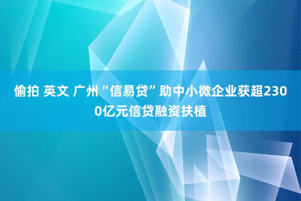 偷拍 英文 广州“信易贷”助中小微企业获超2300亿元信贷融资扶植