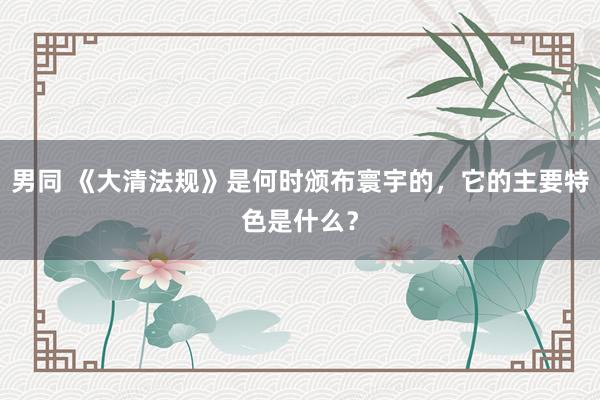 男同 《大清法规》是何时颁布寰宇的，它的主要特色是什么？