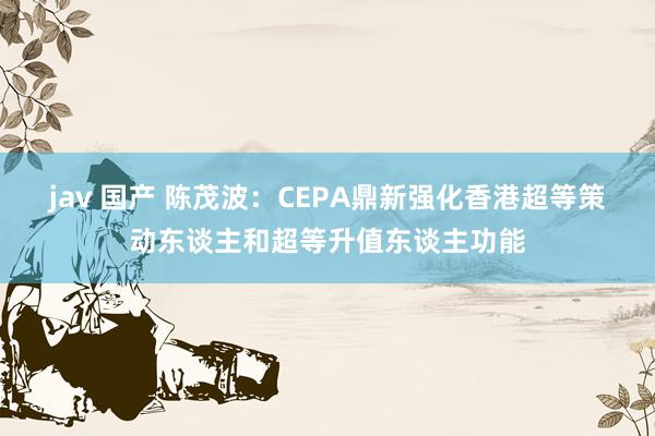 jav 国产 陈茂波：CEPA鼎新强化香港超等策动东谈主和超等升值东谈主功能