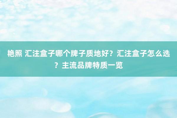 艳照 汇注盒子哪个牌子质地好？汇注盒子怎么选？主流品牌特质一览