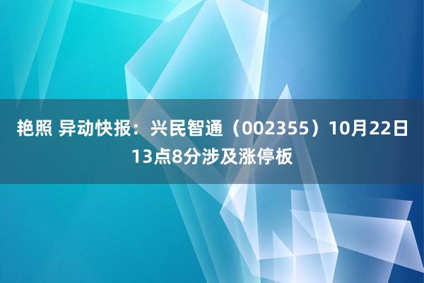 艳照 异动快报：兴民智通（002355）10月22日13点8分涉及涨停板