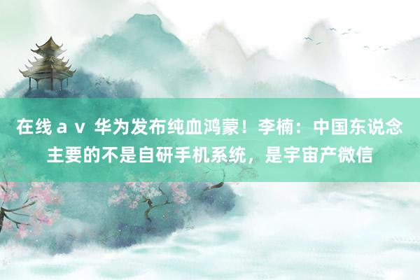 在线ａｖ 华为发布纯血鸿蒙！李楠：中国东说念主要的不是自研手机系统，是宇宙产微信