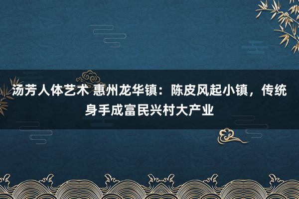 汤芳人体艺术 惠州龙华镇：陈皮风起小镇，传统身手成富民兴村大产业