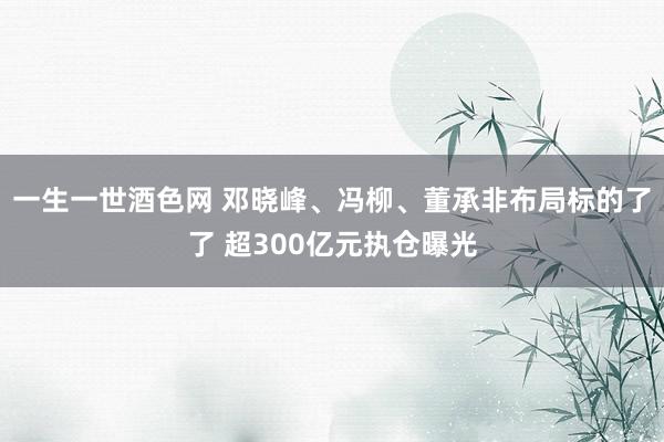 一生一世酒色网 邓晓峰、冯柳、董承非布局标的了了 超300亿元执仓曝光