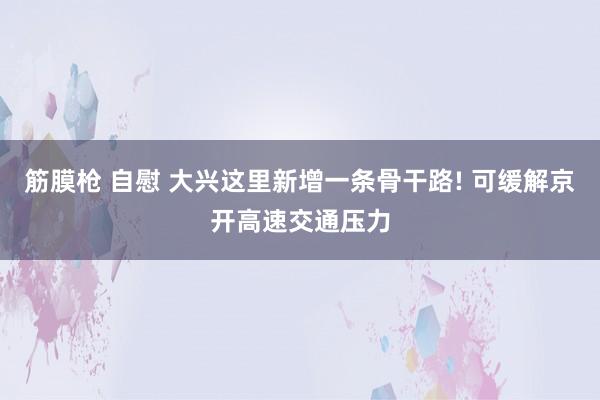 筋膜枪 自慰 大兴这里新增一条骨干路! 可缓解京开高速交通压力