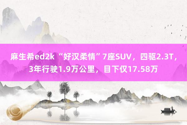 麻生希ed2k “好汉柔情”7座SUV，四驱2.3T，3年行驶1.9万公里，目下仅17.58万