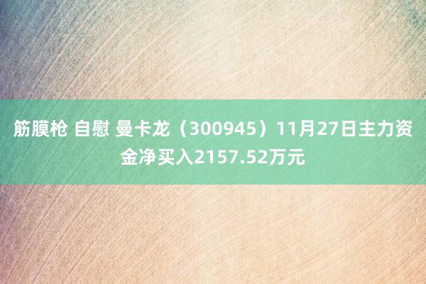 筋膜枪 自慰 曼卡龙（300945）11月27日主力资金净买入2157.52万元