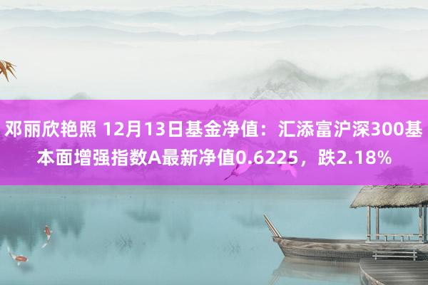 邓丽欣艳照 12月13日基金净值：汇添富沪深300基本面增强指数A最新净值0.6225，跌2.18%