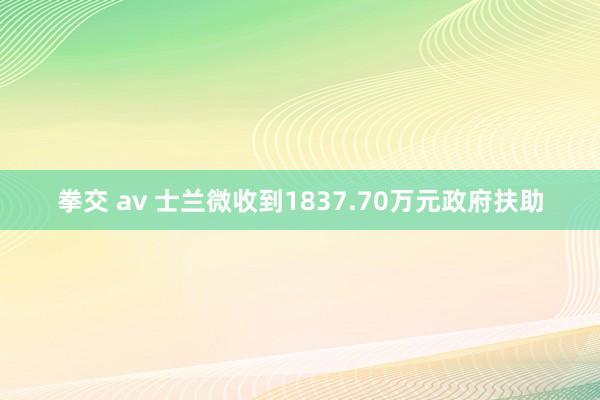 拳交 av 士兰微收到1837.70万元政府扶助