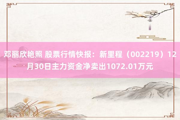 邓丽欣艳照 股票行情快报：新里程（002219）12月30日主力资金净卖出1072.01万元