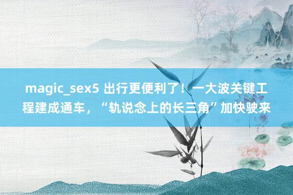 magic_sex5 出行更便利了！一大波关键工程建成通车，“轨说念上的长三角”加快驶来