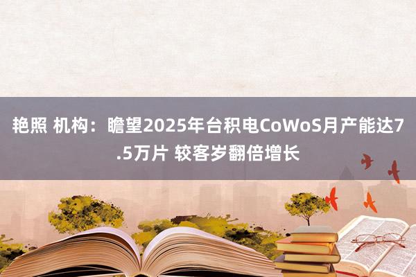 艳照 机构：瞻望2025年台积电CoWoS月产能达7.5万片 较客岁翻倍增长