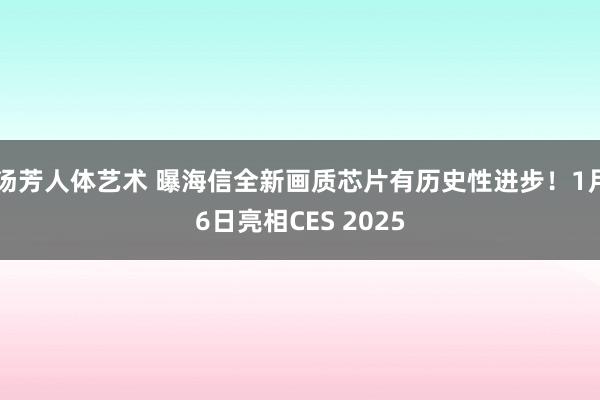 汤芳人体艺术 曝海信全新画质芯片有历史性进步！1月6日亮相CES 2025