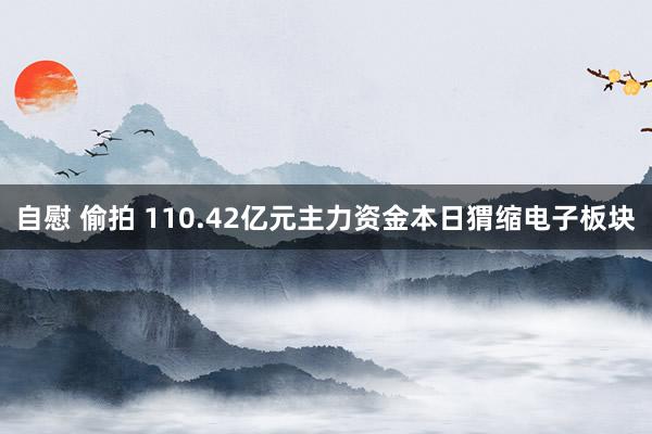 自慰 偷拍 110.42亿元主力资金本日猬缩电子板块