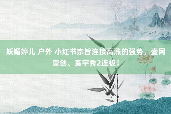 妖媚婷儿 户外 小红书宗旨连接高涨的强势，壹网壹创、寰宇秀2连板！